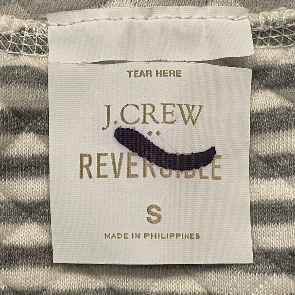 J Crew Women’s White And Striped Reversible Quilted Crewneck Sweatshirt Size S - Picture 4 of 5